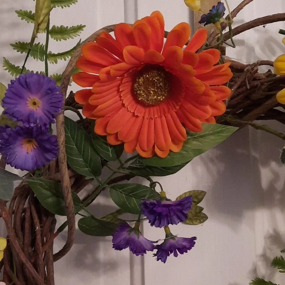 Wreath Gerbera Wildflower Silk Artificial Flower Floral Indoor Outdoor Wall Door